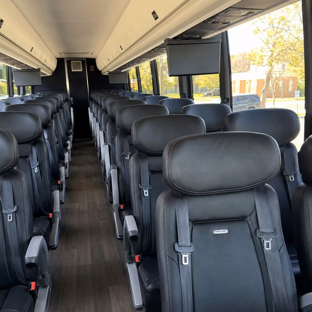 56 passenger charter bus inside